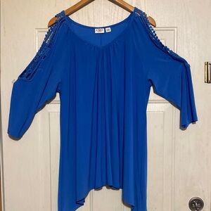 Cato Blue Asymmetrical‎ Cut Out Tunic